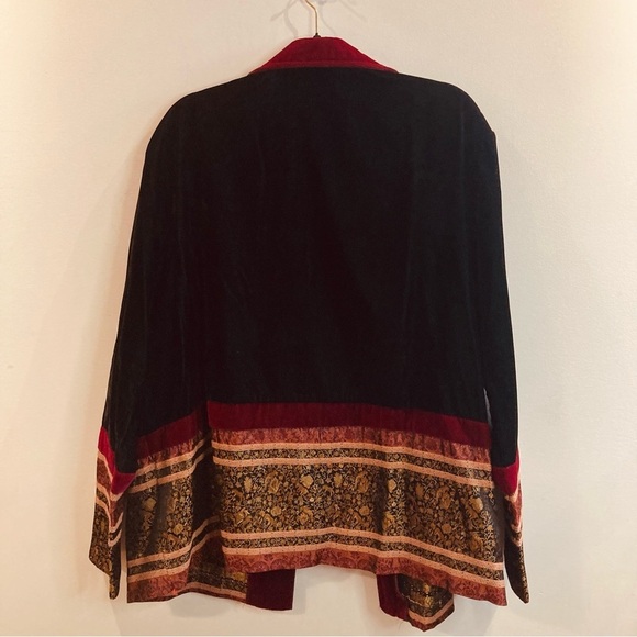 COLDWATER CREEK 2X Boho Black Velvet  Velour Art to Wear Lagenlook Jacket - Picture 9 of 9